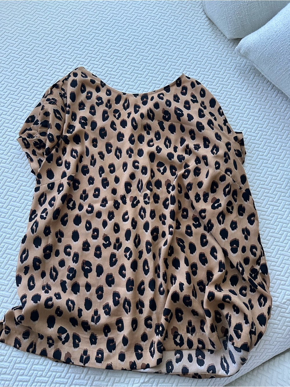 a new day Leopard Print Short Sleeve Blouse in Tan and Black